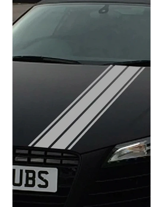 Çift Şerit Araba Kaput Sticker - Oto Sticker - 120x15cm