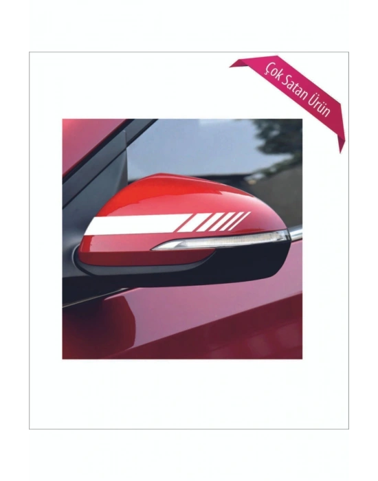 Oto Ayna Şerit özel yeni sticker Beyaz 2 Li 20*2,5 Cm
