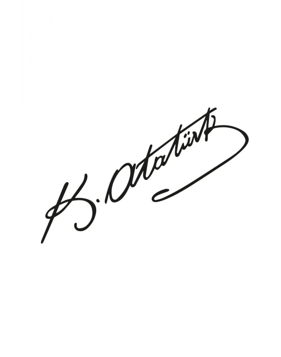 Kemal Atatürk Imza Sticker Araba Oto Sticker Motor Pc Laptop Etiket Çıkartma Siyah 20x5 Cm