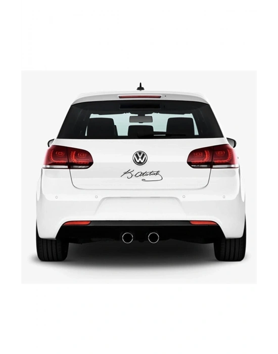 Kemal Atatürk Imza Sticker Araba Oto Sticker Motor Pc Laptop Etiket Çıkartma Siyah 20x5 Cm