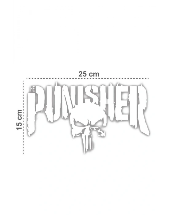 Punisher Ön Cam Sticker Motorsiklet Beyaz Sticker
