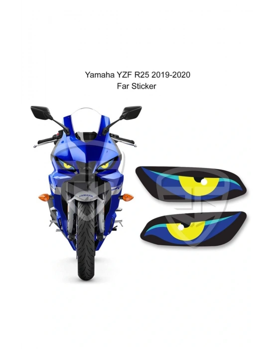 Yamaha Yzf R25 2019-2020 Kızgın Göz Sarı Yeşil Mavi Stiker Far Gözü Far Filesi