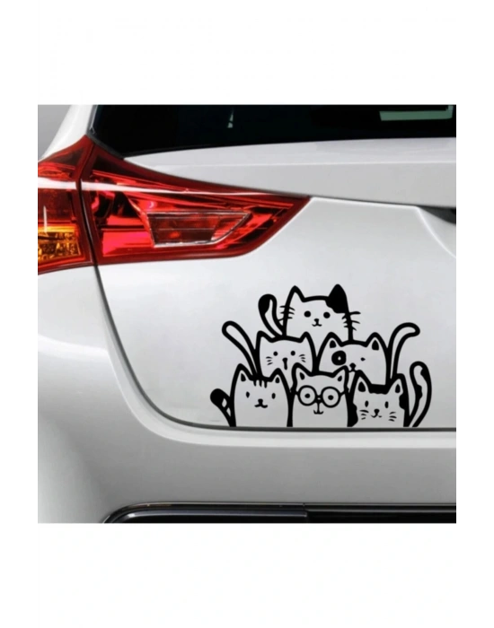 Siyah Kediler Araba Stickerı - Siyah Kediler Araba Çıkartması
