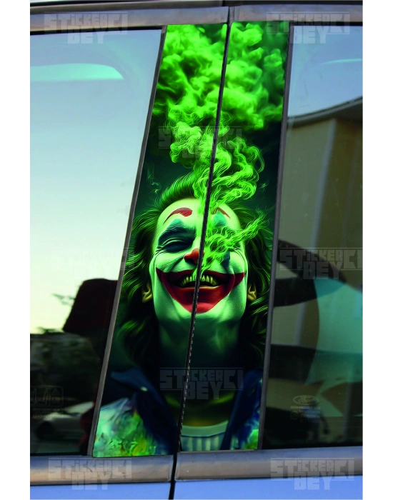 DUMAN EFEKTLİ JOKER Kapı Direk Kaplama Folyosu BASKILI STİCKER Sağ-Sol 2 Adet 22*50 CM