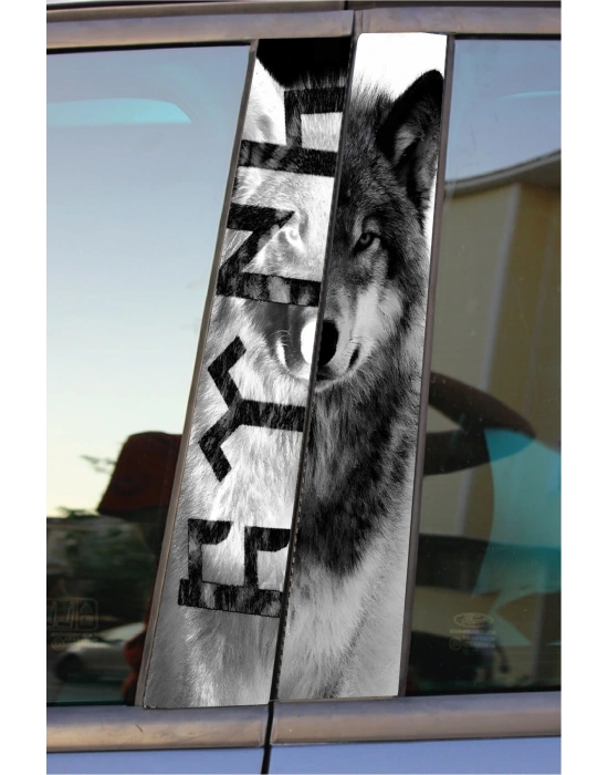 KAPI DİREĞİ KAPLAMASI BEYAZ SİYAH KURT BASKILI 22*50 CM