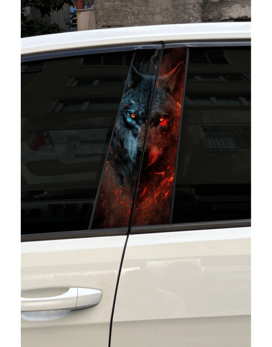 Kurt Araç Kapı Direk Kaplama Folyosu Desenli Sticker 22x50 Cm 2 Adet