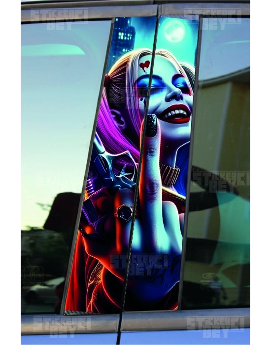 HARLEY QUİNN Kapı Direk Kaplama Folyosu BASKILI STİCKER Sağ-Sol 2 Adet 22*50 CM