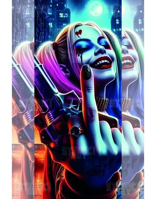 HARLEY QUİNN Kapı Direk Kaplama Folyosu BASKILI STİCKER Sağ-Sol 2 Adet 22*50 CM