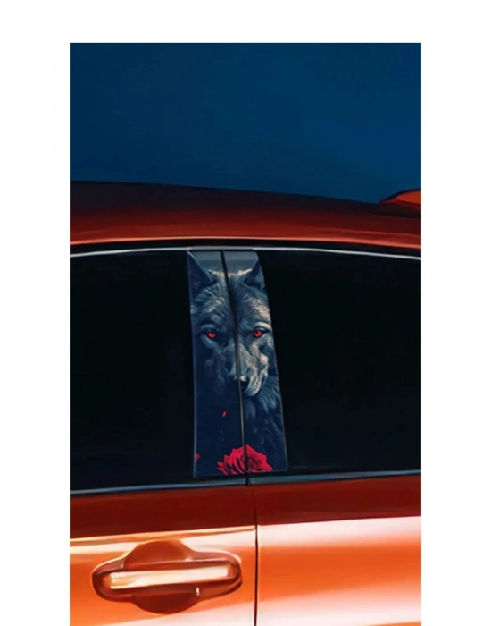 Araç Kapı Direk Kaplama Folyosu Kurt Desenli (SAĞ SOL TAKIM) (2 ADET) - 22x50 C