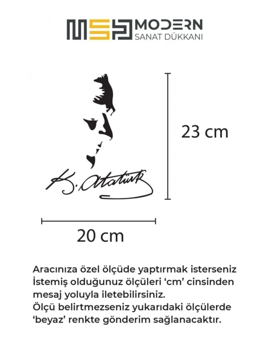 Ulu Önder Mustafa Kemal Atatürk 23x20 cm Sticker Araba, Motorsiklet, Laptop, Cam Sticker