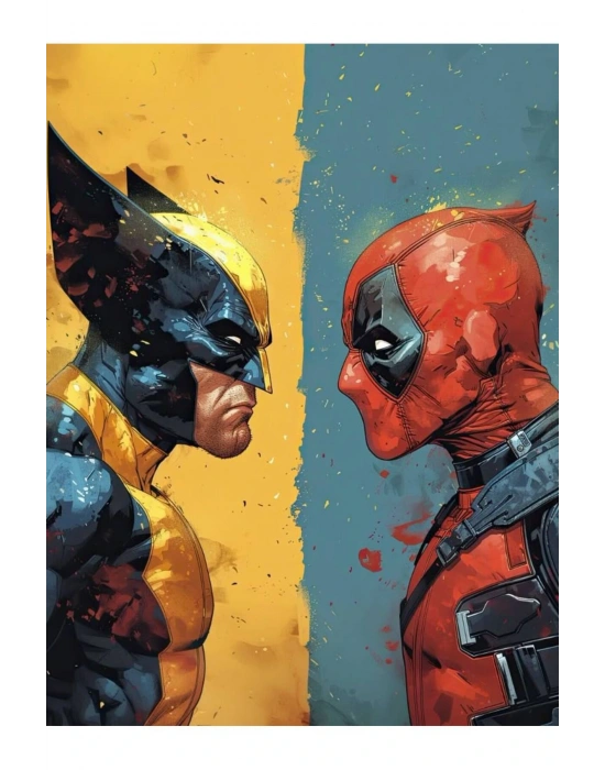 Wolverine ve Deadpool Kapı Direk Kaplama Folyosu BASKILI STİCKER Sağ-Sol 2 Adet 22*50 CM