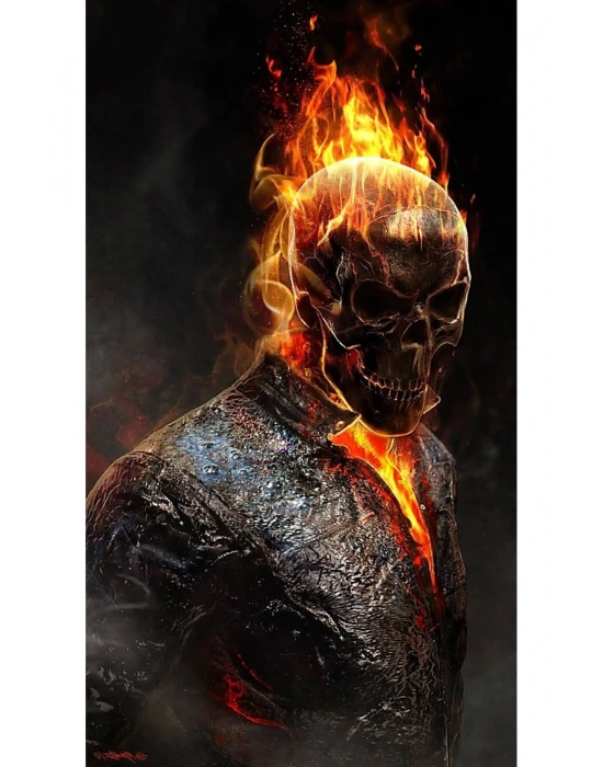 Ghost-Rider Kapı Direk Kaplama Folyosu BASKILI STİCKER Sağ-Sol 2 Adet 22*50 CM