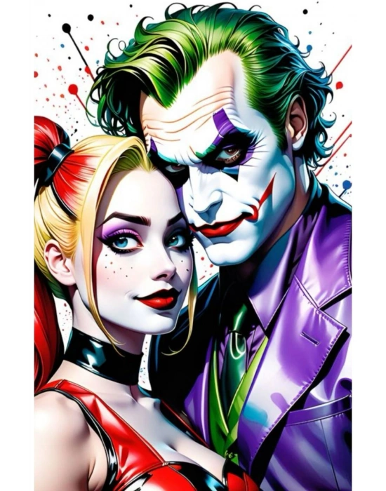 Joker ve Harley Quinn Kapı Direk Kaplama Folyosu BASKILI STİCKER Sağ-Sol 2 Adet 22*50 CM