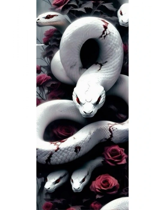 Yılan Kapı Direk Kaplama Folyosu BASKILI STİCKER Sağ-Sol 2 Adet 22*50 CM