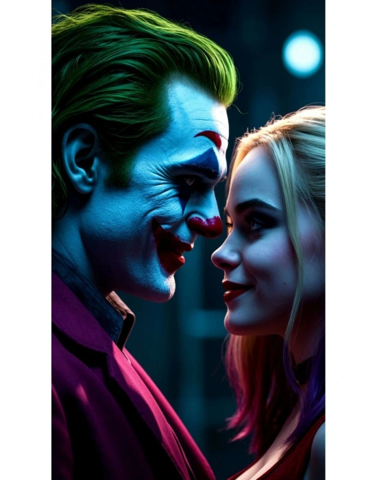 Joker ve Harley Quinn Kapı Direk Kaplama Folyosu BASKILI STİCKER Sağ-Sol 2 Adet 22*50 CM