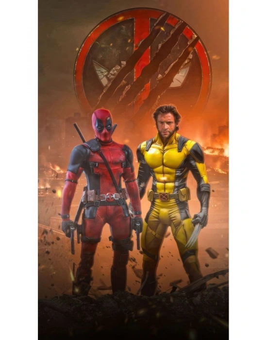 Deadpool ve Wolverine Kapı Direk Kaplama Folyosu BASKILI STİCKER Sağ-Sol 2 Adet 22*50 CM