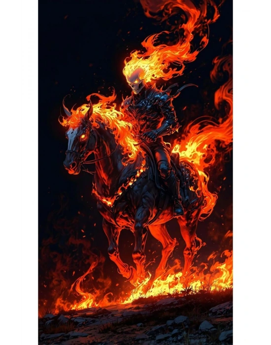 Ghost-Rider Kapı Direk Kaplama Folyosu BASKILI STİCKER Sağ-Sol 2 Adet 22*50 CM