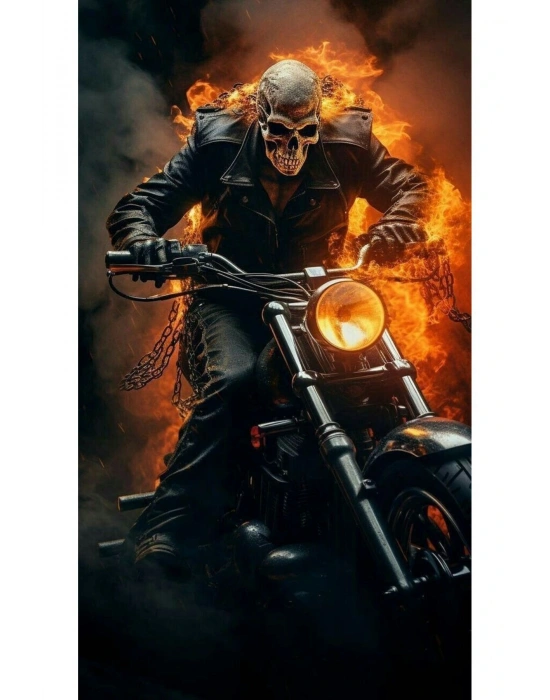 Ghost-Rider Kapı Direk Kaplama Folyosu BASKILI STİCKER Sağ-Sol 2 Adet 22*50 CM
