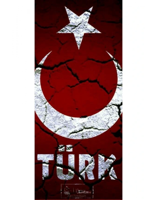 Kurt ve Türk Bayrağı Kapı Direk Kaplama Folyosu BASKILI STİCKER Sağ-Sol 2 Adet 22*50 CM