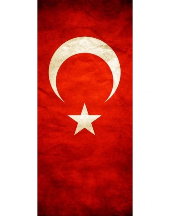 Türk Bayrağı Kapı Direk Kaplama Folyosu BASKILI STİCKER Sağ-Sol 2 Adet 22*50 CM