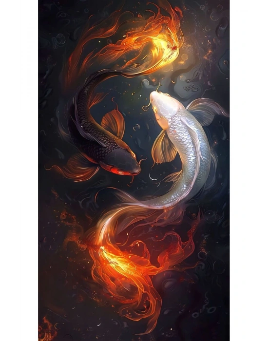 Japon Balıkları Kapı Direk Kaplama Folyosu BASKILI STİCKER Sağ-Sol 2 Adet 22*50 CM