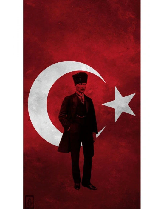 Atatürk ve Türk Bayrağı Kapı Direk Kaplama Folyosu BASKILI STİCKER Sağ-Sol 2 Adet 22*50 CM