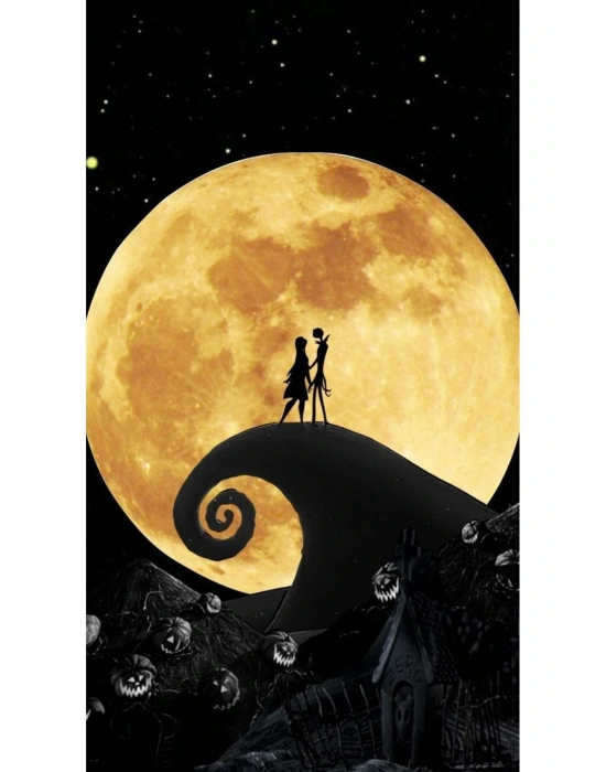 Sally ve Jack Skellington Kapı Direk Kaplama Folyosu BASKILI STİCKER Sağ-Sol 2 Adet 22*50 CM