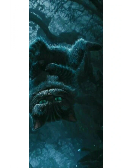 Cheshire Kedisi Kapı Direk Kaplama Folyosu BASKILI STİCKER Sağ-Sol 2 Adet 22*50 CM