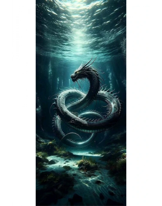 Deniz Ejderi Kapı Direk Kaplama Folyosu BASKILI STİCKER Sağ-Sol 2 Adet 22*50 CM