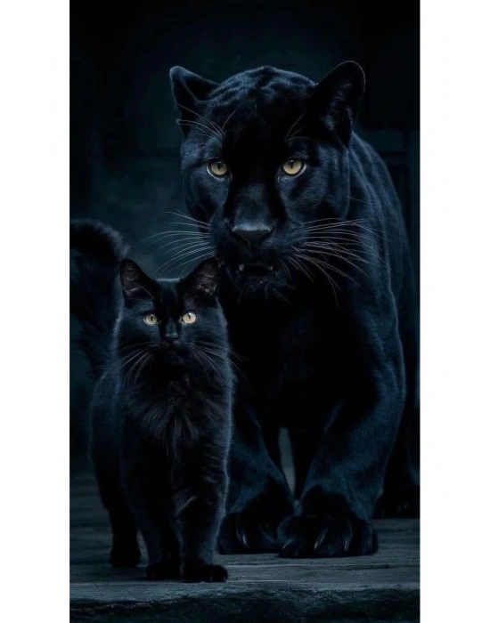 Kedi ve Panter Kapı Direk Kaplama Folyosu BASKILI STİCKER Sağ-Sol 2 Adet 22*50 CM