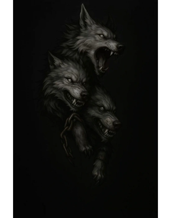 Üç Kurt Kapı Direk Kaplama Folyosu BASKILI STİCKER Sağ-Sol 2 Adet 22*50 CM