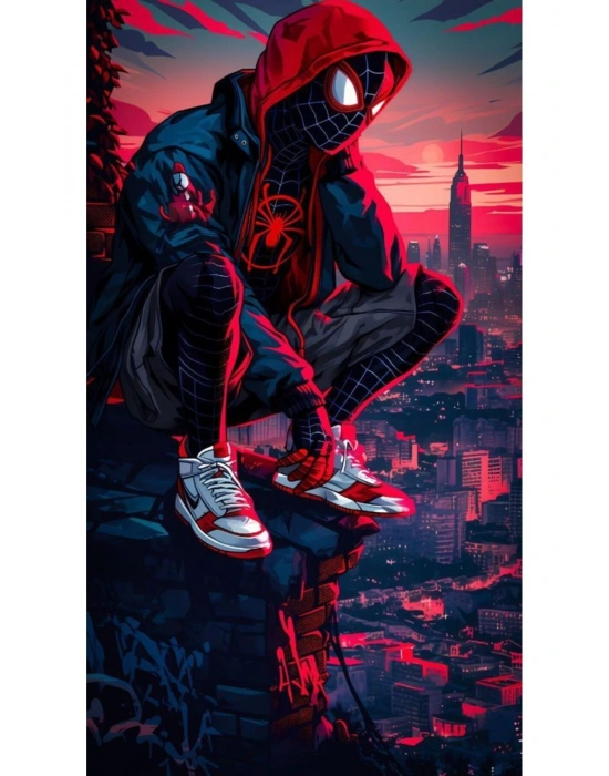 Miles Morales Kapı Direk Kaplama Folyosu BASKILI STİCKER Sağ-Sol 2 Adet 22*50 CM