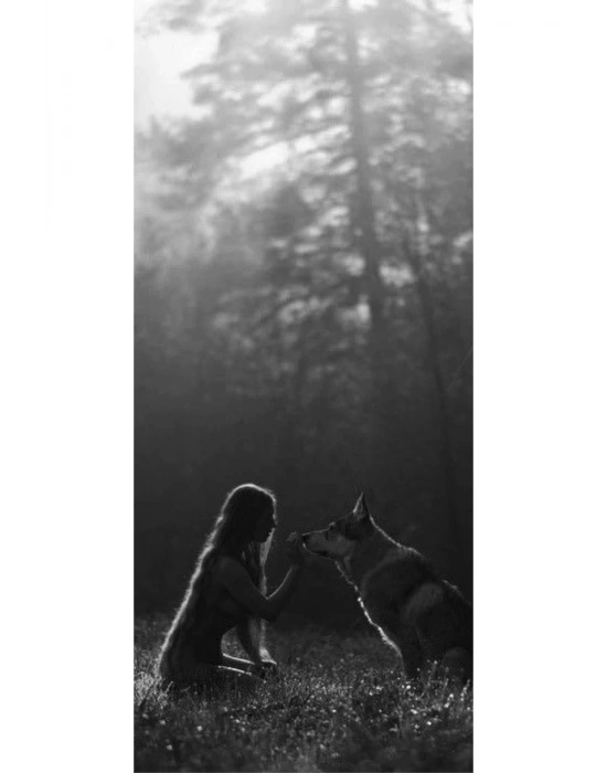 Kurt ve Kız Kapı Direk Kaplama Folyosu BASKILI STİCKER Sağ-Sol 2 Adet 22*50 CM