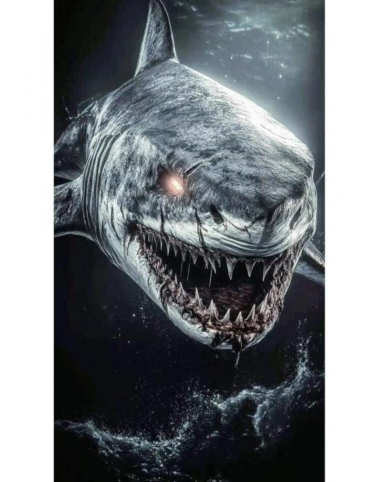 Köpek Balığı Kapı Direk Kaplama Folyosu BASKILI STİCKER Sağ-Sol 2 Adet 22*50 CM