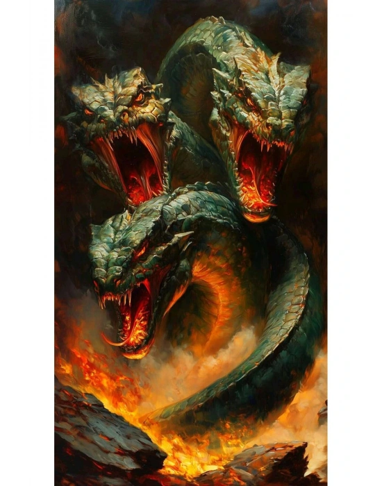 Üç Başlı Ejder Kapı Direk Kaplama Folyosu BASKILI STİCKER Sağ-Sol 2 Adet 22*50 CM