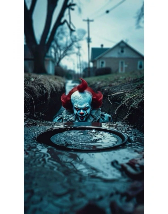 Pennywise Kapı Direk Kaplama Folyosu BASKILI STİCKER Sağ-Sol 2 Adet 22*50 CM
