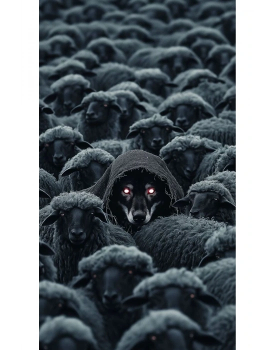 Koyun Postu İçinde Kurt Kapı Direk Kaplama Folyosu BASKILI STİCKER Sağ-Sol 2 Adet 22*50 CM