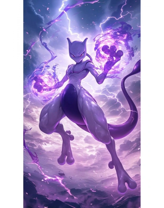 Mewtwo Kapı Direk Kaplama Folyosu BASKILI STİCKER Sağ-Sol 2 Adet 22*50 CM
