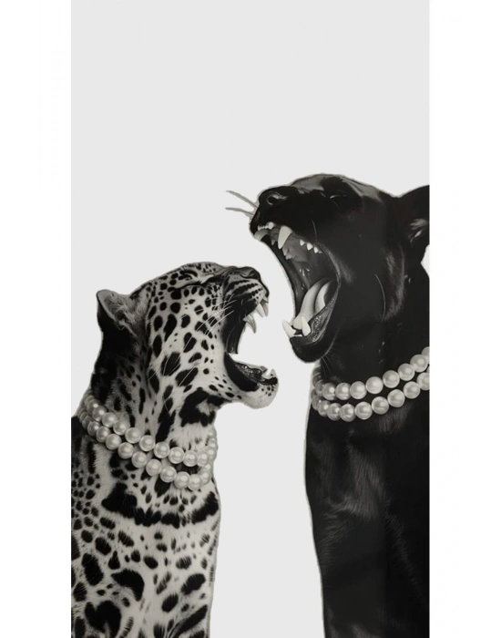 Leopar ve Panter Kapı Direk Kaplama Folyosu BASKILI STİCKER Sağ-Sol 2 Adet 22*50 CM