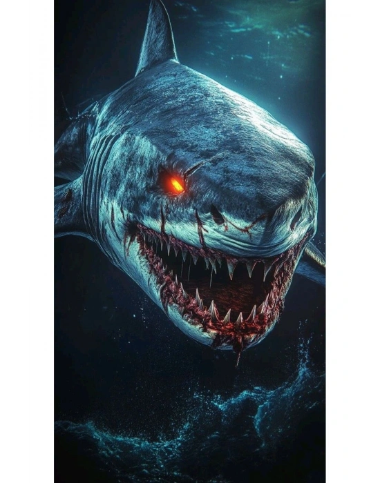 Köpek Balığı Kapı Direk Kaplama Folyosu BASKILI STİCKER Sağ-Sol 2 Adet 22*50 CM