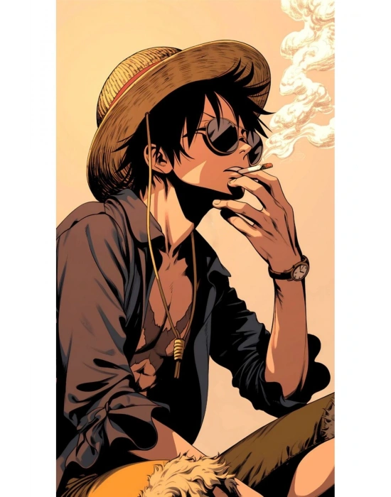 Monkey the Luffy Kapı Direk Kaplama Folyosu BASKILI STİCKER Sağ-Sol 2 Adet 22*50 CM