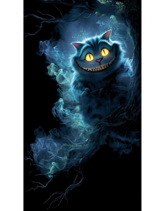 Cheshire Kedisi Kapı Direk Kaplama Folyosu BASKILI STİCKER Sağ-Sol 2 Adet 22*50 CM