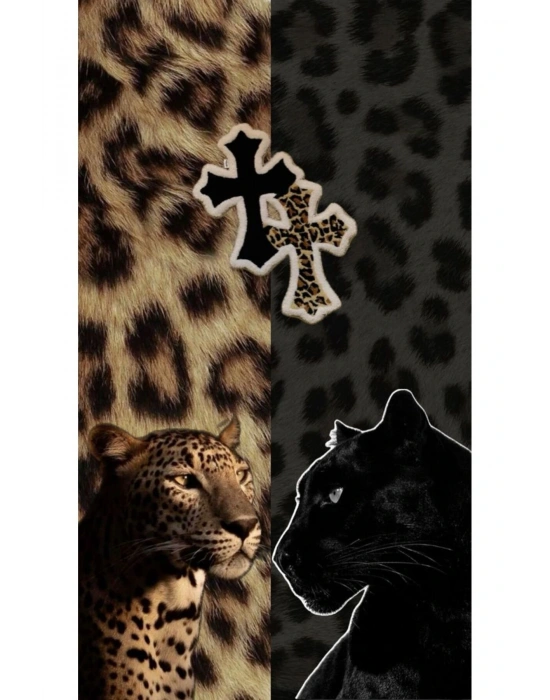 Leopar Kapı Direk Kaplama Folyosu BASKILI STİCKER Sağ-Sol 2 Adet 22*50 CM