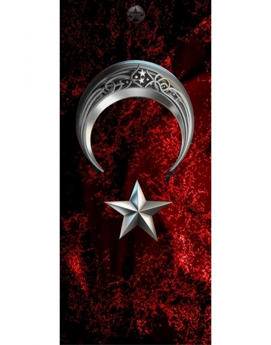 Türk Bayrağı Kapı Direk Kaplama Folyosu BASKILI STİCKER Sağ-Sol 2 Adet 22*50 CM