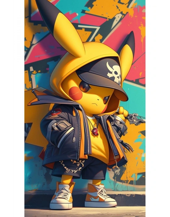 Pikachu Kapı Direk Kaplama Folyosu BASKILI STİCKER Sağ-Sol 2 Adet 22*50 CM