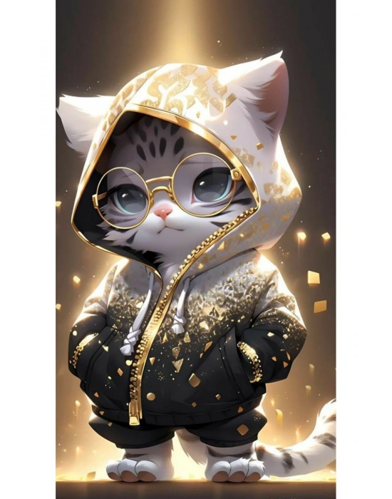 Kedi Kapı Direk Kaplama Folyosu BASKILI STİCKER Sağ-Sol 2 Adet 22*50 CM