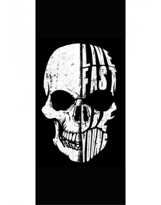 Life Fast Die Young Kuru Kafa Kapı Direk Kaplama Folyosu BASKILI STİCKER Sağ-Sol 2 Adet 22*50 CM