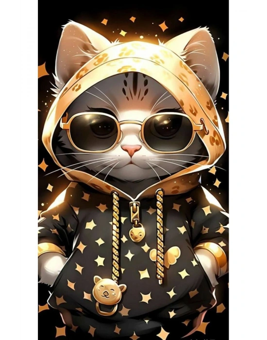 Kedi Kapı Direk Kaplama Folyosu BASKILI STİCKER Sağ-Sol 2 Adet 22*50 CM