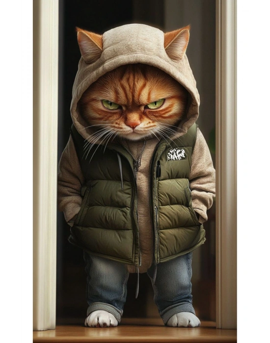 Kedi Kapı Direk Kaplama Folyosu BASKILI STİCKER Sağ-Sol 2 Adet 22*50 CM