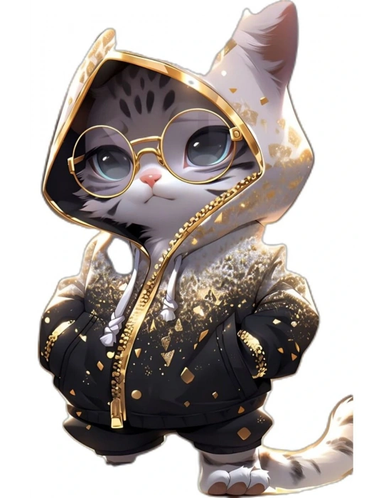 Kedi Kapı Direk Kaplama Folyosu BASKILI STİCKER Sağ-Sol 2 Adet 22*50 CM